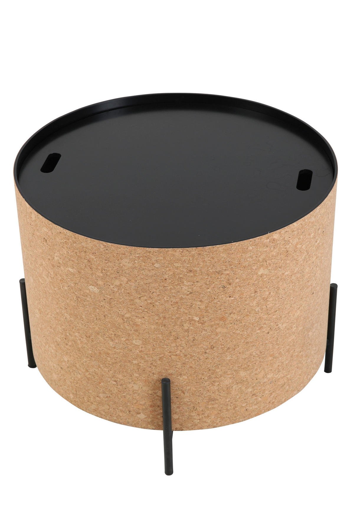 COUCHTISCHSET Kork massiv 63-41,5/63-41,5/48,5-36,5 cm rund Naturfarben, Schwarz  - Schwarz/Naturfarben, Design, Holz/Holzwerkstoff (63-41,5/63-41,5/48,5-36,5cm) - MID.YOU