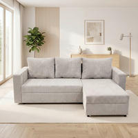 ECKSOFA TOP L Beige Cord Rückenkissen, Bettkasten  - Beige/Schwarz, Design, Kunststoff/Textil (230/156cm) - P & B