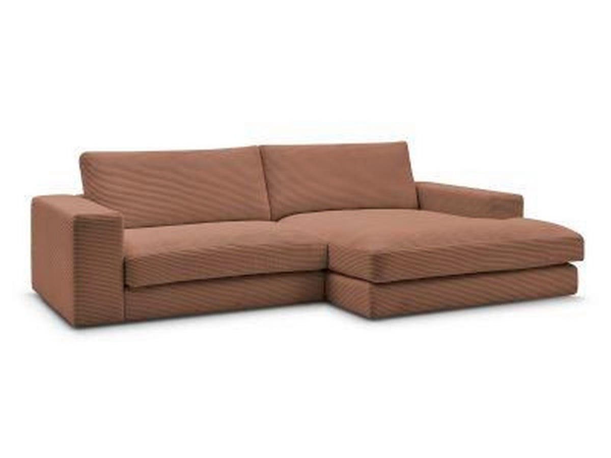 ECKSOFA  LEONARD Orange Cord  - Schwarz/Orange, MODERN, Kunststoff/Textil (274/159cm)