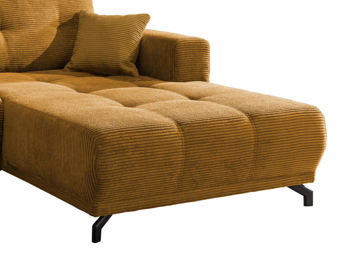 ECKSOFA in Cord Goldfarben  - Goldfarben/Schwarz, Modern, Holz/Textil (246/177cm) - MID.YOU
