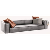VIERSITZER-SOFA in Echtleder Hellgrau  - Hellgrau/Schwarz, Modern, Leder/Kunststoff (300/66/104cm) - W.Schillig