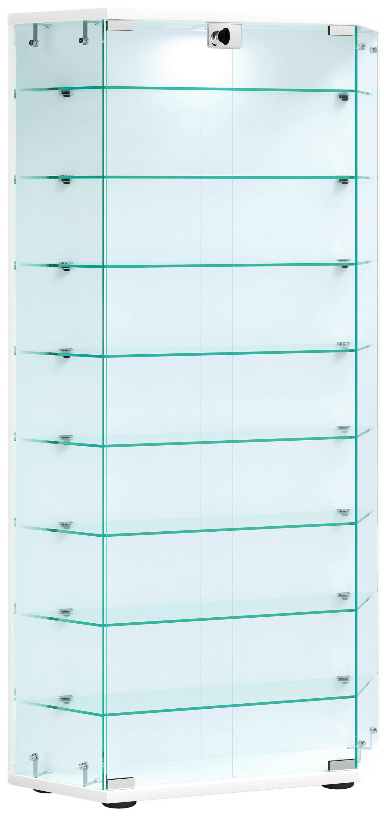 VITRINE Cenila in Weiß  - Transparent/Schwarz, Design, Glas/Holzwerkstoff (83/114/17cm) - MID.YOU
