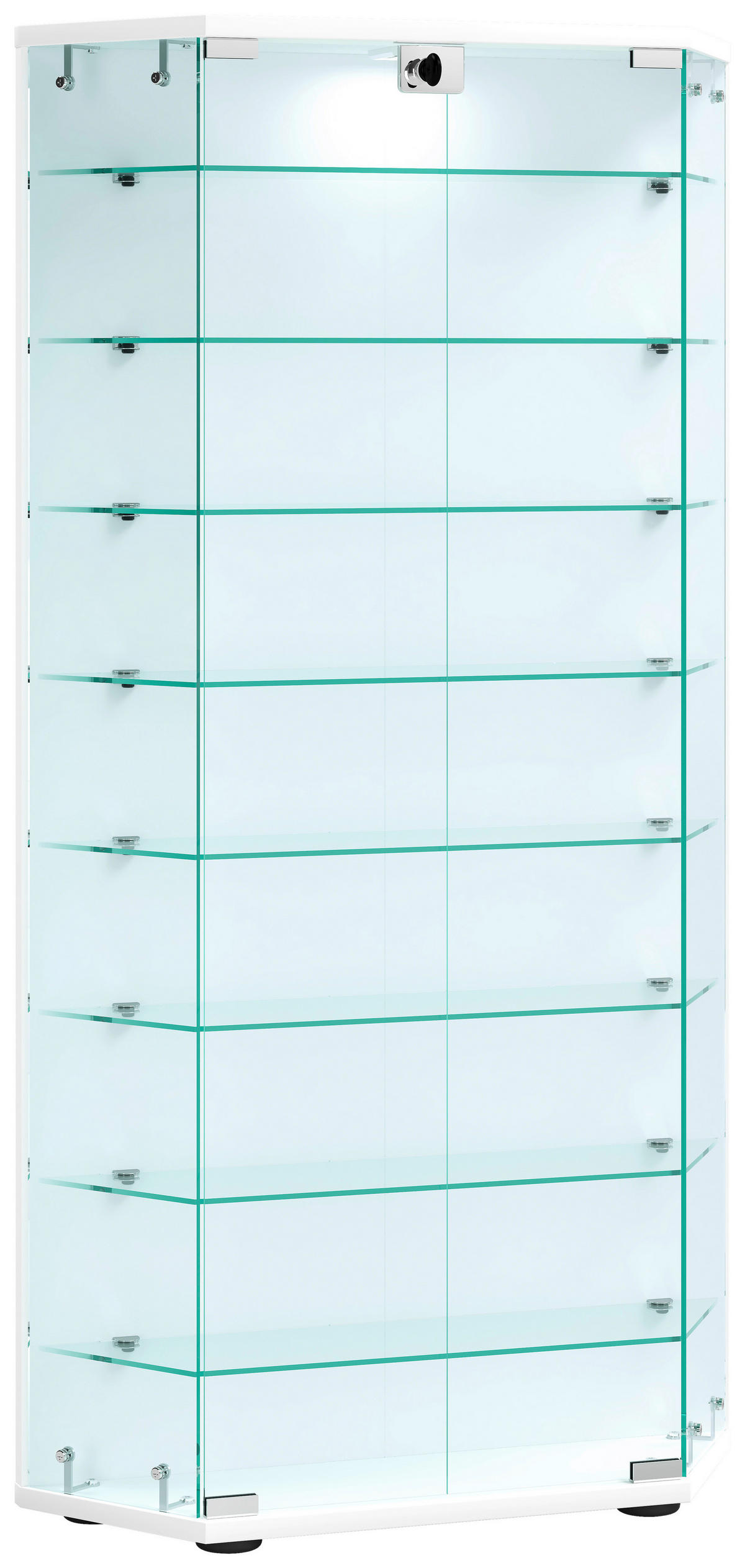 VITRINE Cenila in Weiß  - Transparent/Schwarz, Design, Glas/Holzwerkstoff (83/114/17cm) - MID.YOU