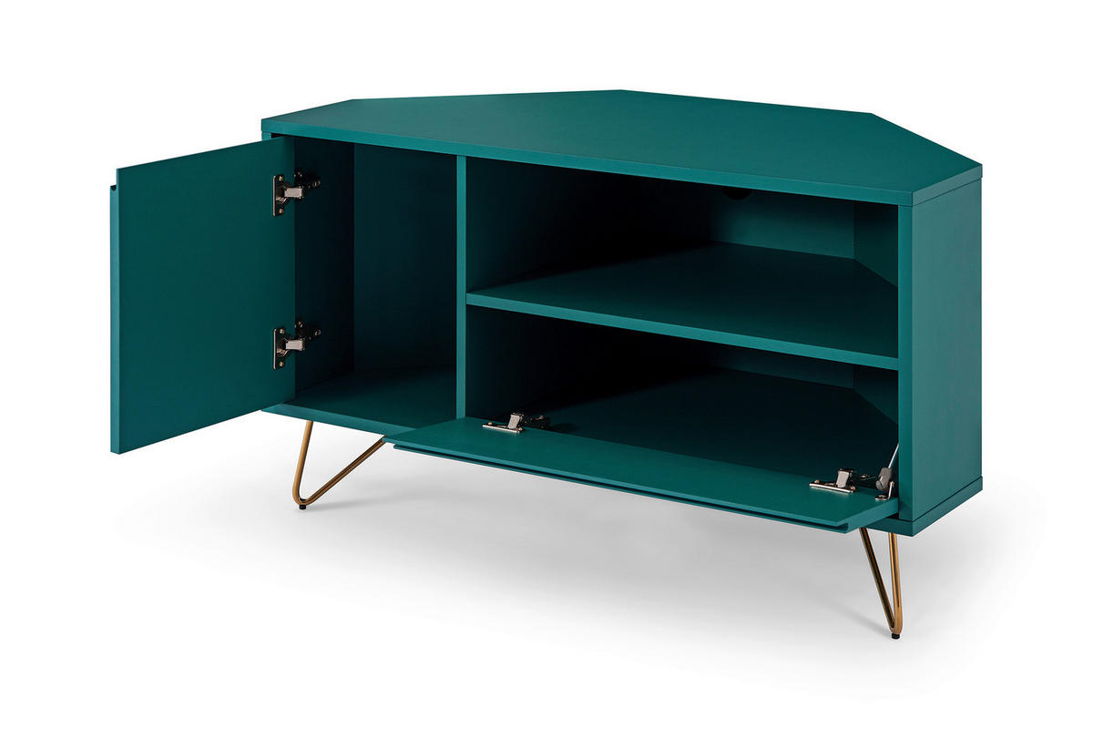 NÍZKA KOMODA, modrá, 100/58/50 cm - modrá/mosadzná, Design, kov/kompozitné drevo (100/58/50cm) - Livetastic