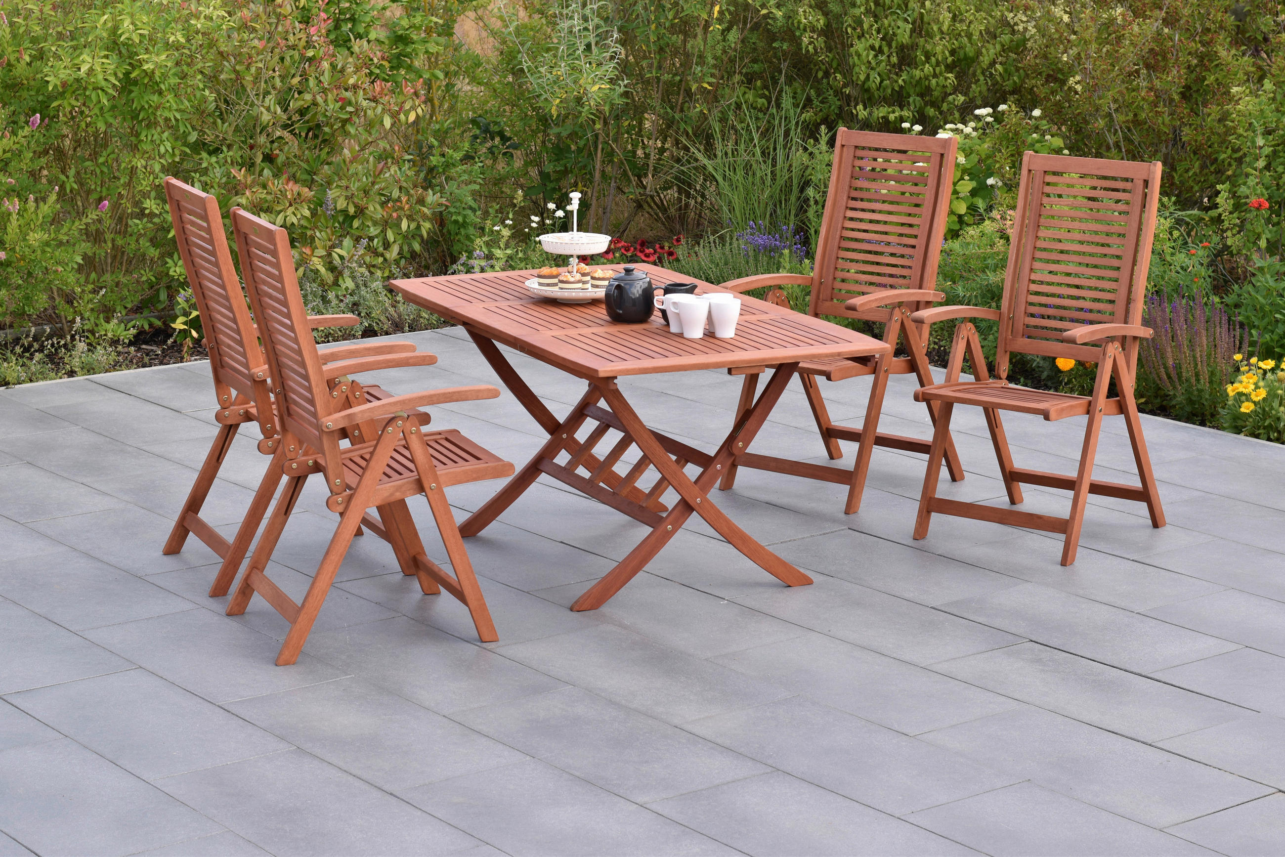 GARTENSET 5-teilig Eukalyptusholz massiv 5-teilig  - Naturfarben, MODERN, Holz - Gardenson