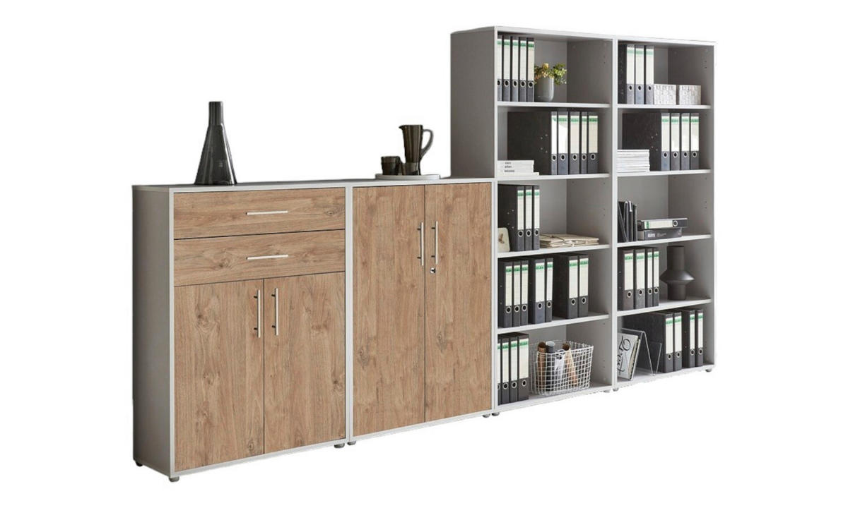 AKTENSCHRANK Grau, Eichefarben  - Eichefarben/Grau, MODERN, Holzwerkstoff (337,6/185,6/33cm) - MID.YOU
