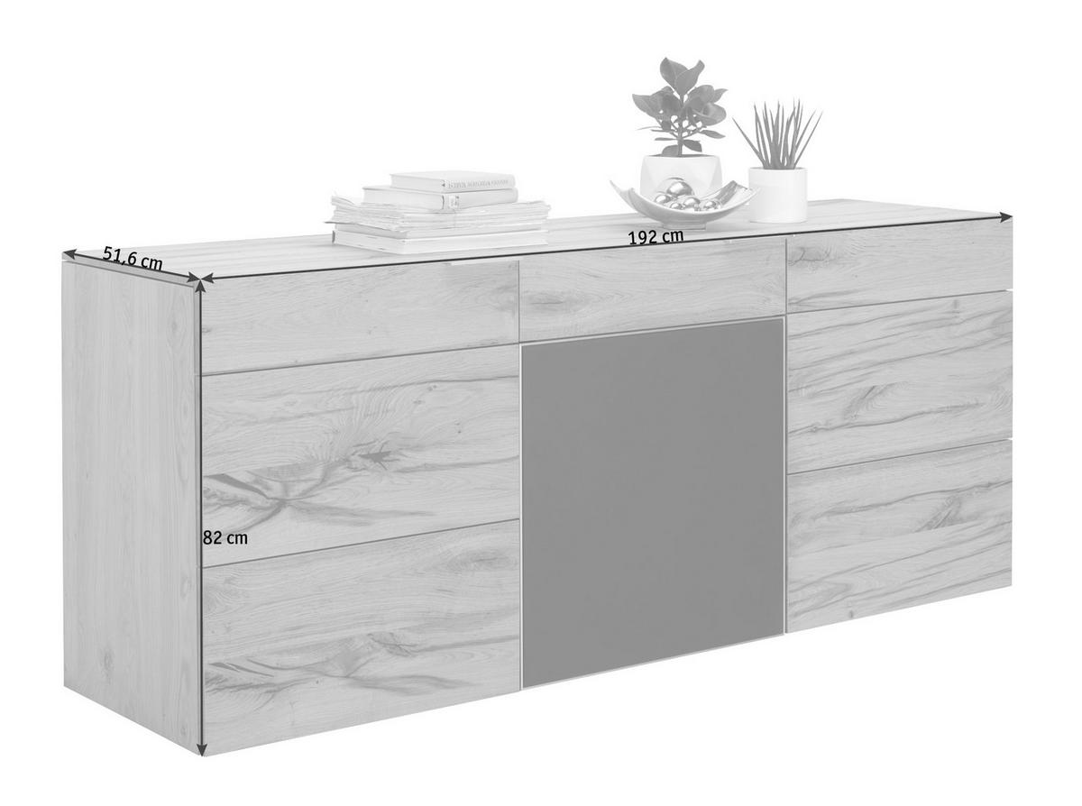 SIDEBOARD V-Alpin  in 192/82/51,6 cm  - Eichefarben/Anthrazit, Natur, Glas/Holz (192/82/51,6cm) - Voglauer