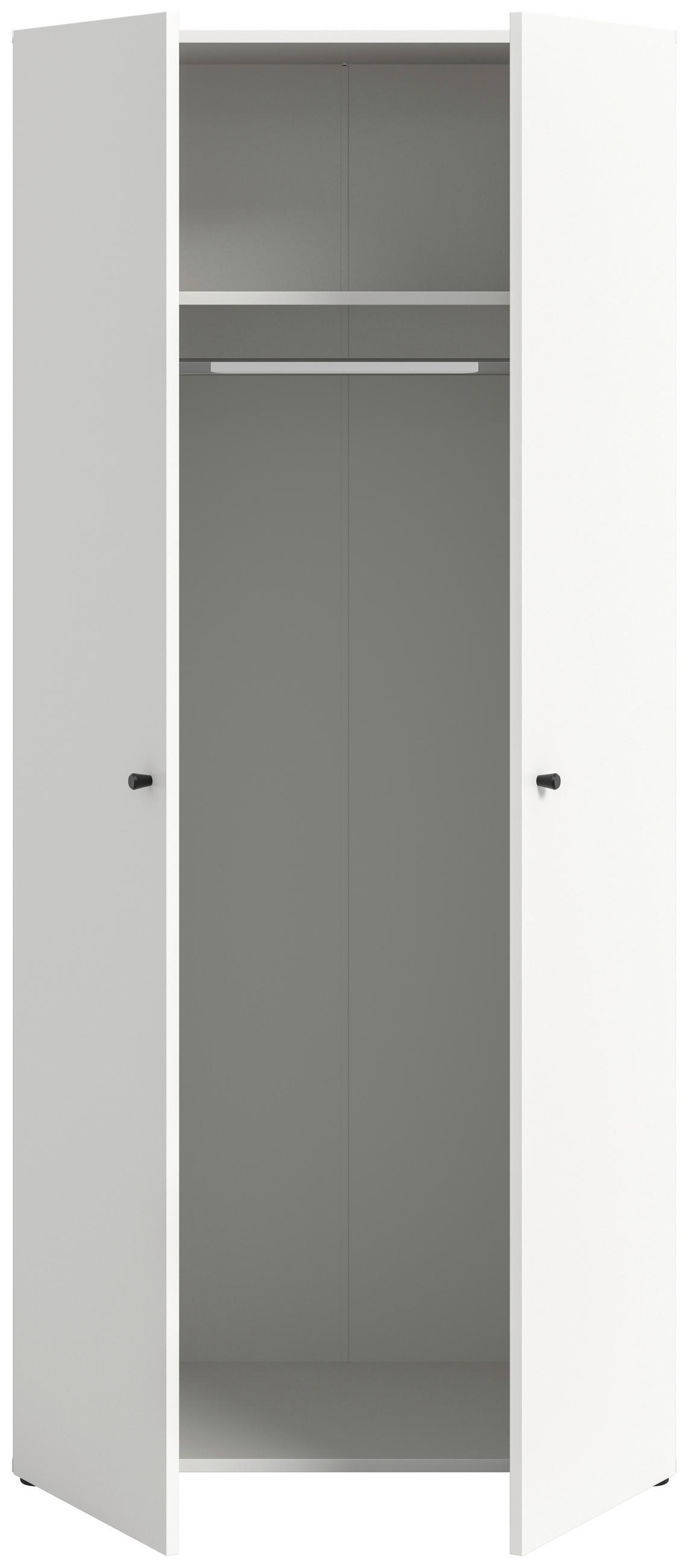 DREHTÜRENSCHRANK 80/176/51 cm,  in Weiß, 2-türig  - Schwarz/Weiß, MODERN, Holzwerkstoff/Kunststoff (80/176/51cm) - MID.YOU