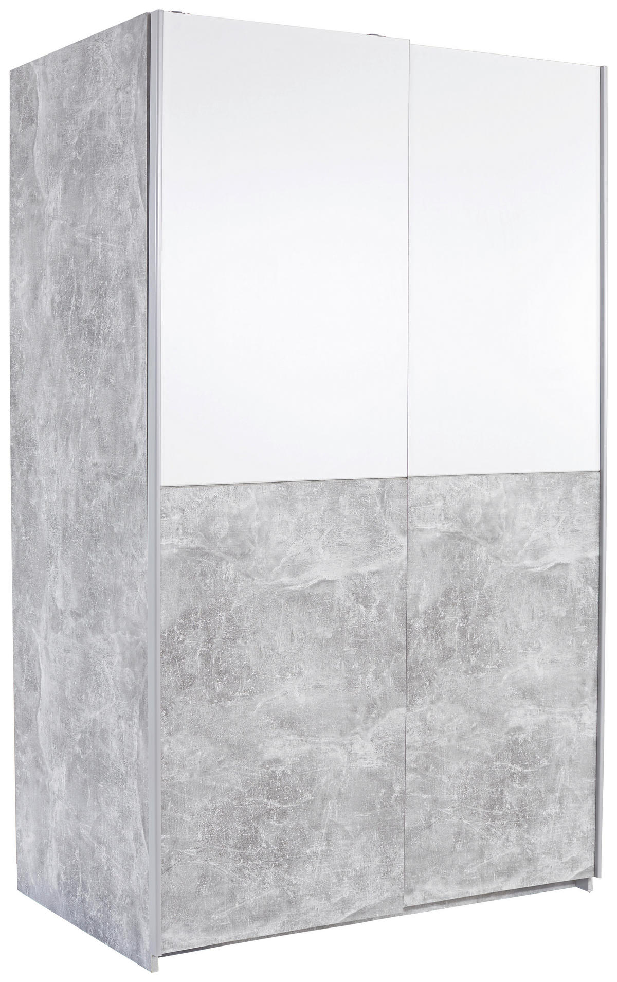 SCHIEBETÜRENSCHRANK 125/196/62 cm 2-türig Grau, Weiß  - Eichefarben/Alufarben, MODERN, Holzwerkstoff/Metall (125/196/62cm) - P & B