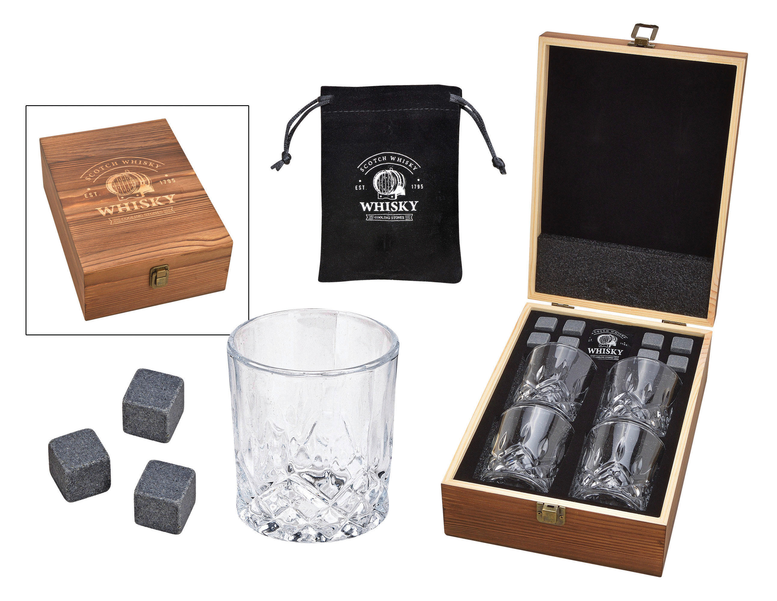 WHISKY-GLÄSERSET 300 ml  - Basics, Glas/Holz (9/8/9cm)