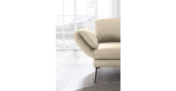 RÉCAMIERE in Echtleder Creme - Chromfarben/Creme, Design, Leder/Metall (209/85-109/95-16cm) - Dieter Knoll