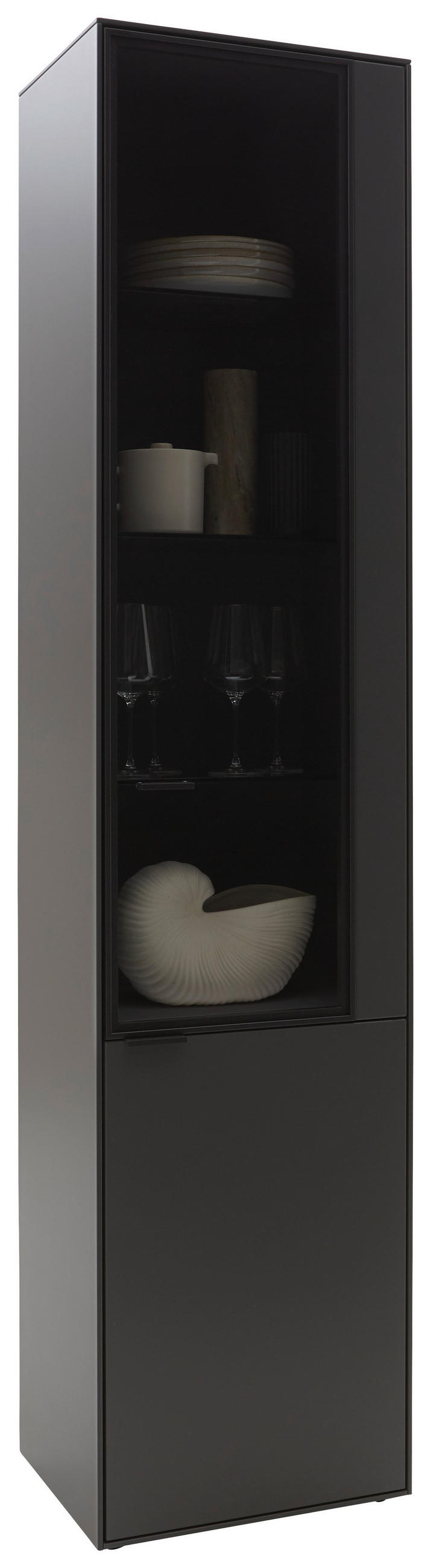 VITRINE  in Graphitfarben  - Schwarz/Graphitfarben, Design, Glas/Holz (46,9/205,5/37,1cm) - Dieter Knoll