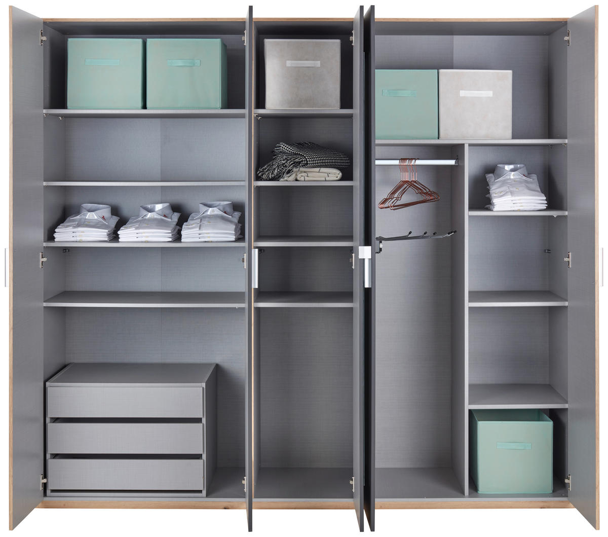 SCHLAFZIMMER in Weiss, Eichefarben  - Weiss/Eichefarben, Konventionell, Holzwerkstoff (180/200cm) - MID.YOU