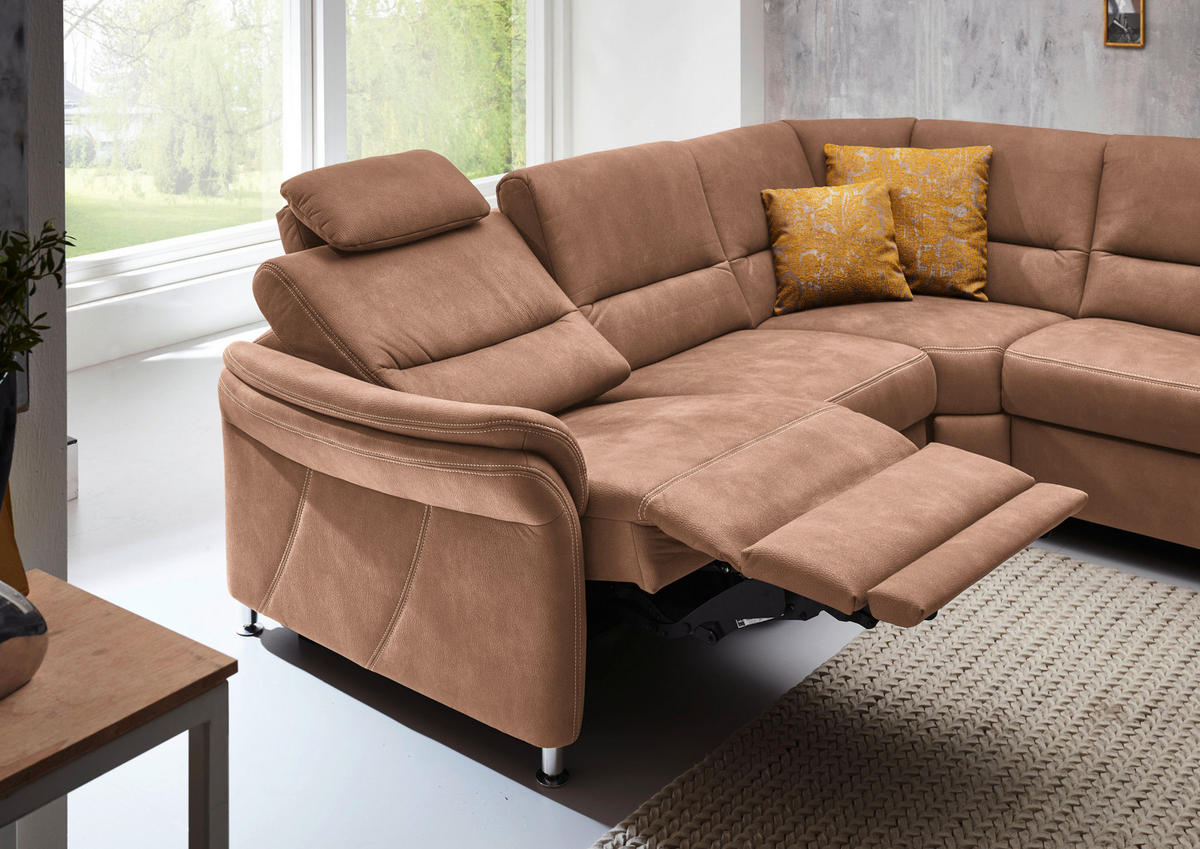 SOFFA i mikrofiber ljusbrun  - aluminiumfärg/ljusbrun, Klassisk, metall/textil (262/335/173cm) - Beldomo System