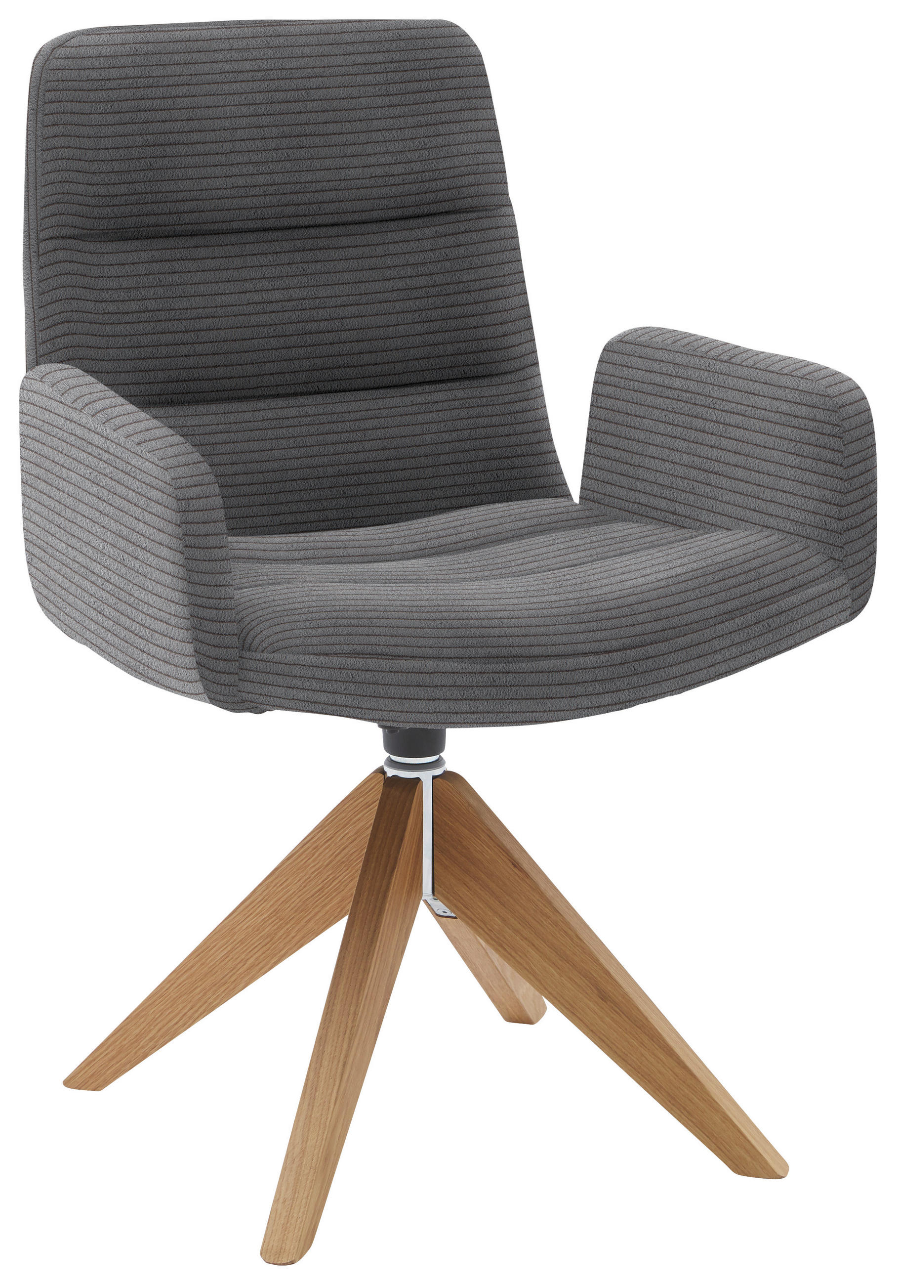 ARMLEHNSTUHL - Dunkelgrau/Naturfarben, Design, Holz/Textil (61/88/66cm) - Dieter Knoll