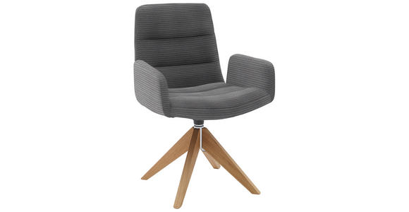 ARMLEHNSTUHL  in Cord  - Dunkelgrau/Naturfarben, Design, Holz/Textil (61/88/66cm) - Dieter Knoll