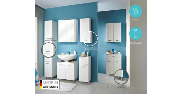 SPIEGELSCHRANK 60/70/20 cm  - Weiß, KONVENTIONELL, Glas/Holzwerkstoff (60/70/20cm) - Xora