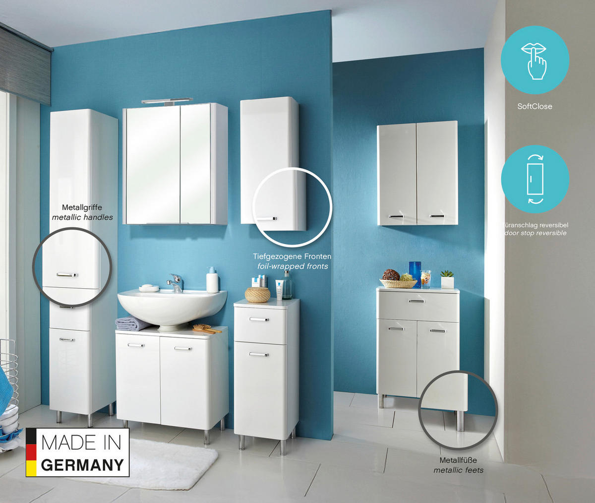 SPIEGELSCHRANK 60/70/20 cm  - Weiß, KONVENTIONELL, Glas/Holzwerkstoff (60/70/20cm) - Xora