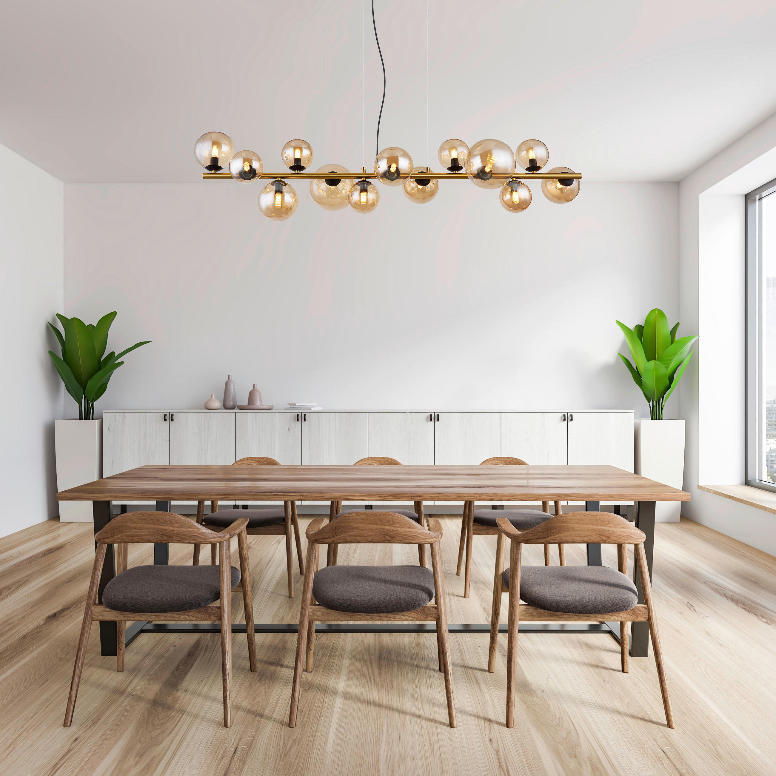 LED-HÄNGELEUCHTE 120/34,5/120 cm   - Transparent/Messingfarben, Design, Glas/Kunststoff (120/34,5/120cm) - Globo