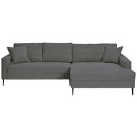ECKSOFA in Cord Grau  276/173 cm  - Schwarz/Grau, KONVENTIONELL, Textil/Metall (276/173cm) - Carryhome