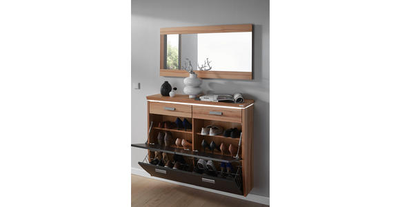 SCHUHSCHRANK 123/96/32 cm - Dunkelbraun/Silberfarben, Design, Holz/Holzwerkstoff (123/96/32cm) - Dieter Knoll