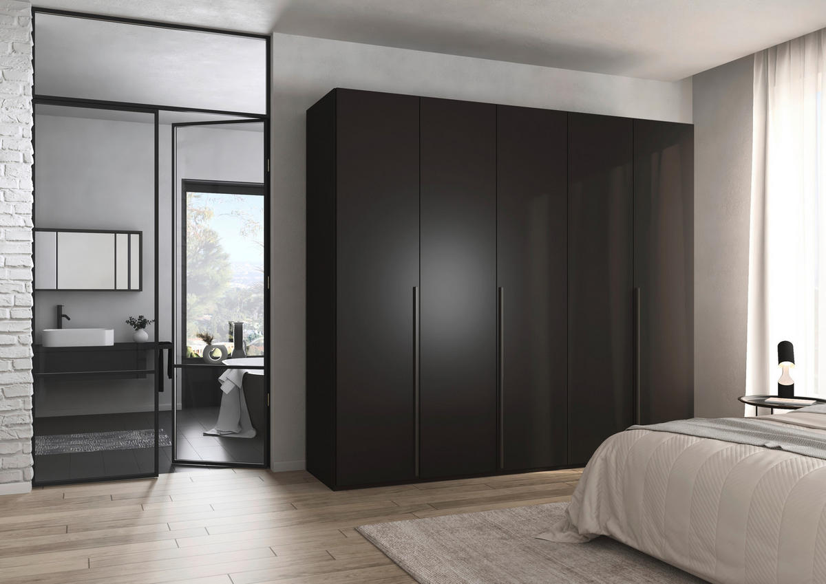 DREHTÜRENSCHRANK 251/223/60 cm 5-türig Schwarz  - Graphitfarben/Schwarz, Design, Holzwerkstoff/Metall (251/223/60cm) - home24