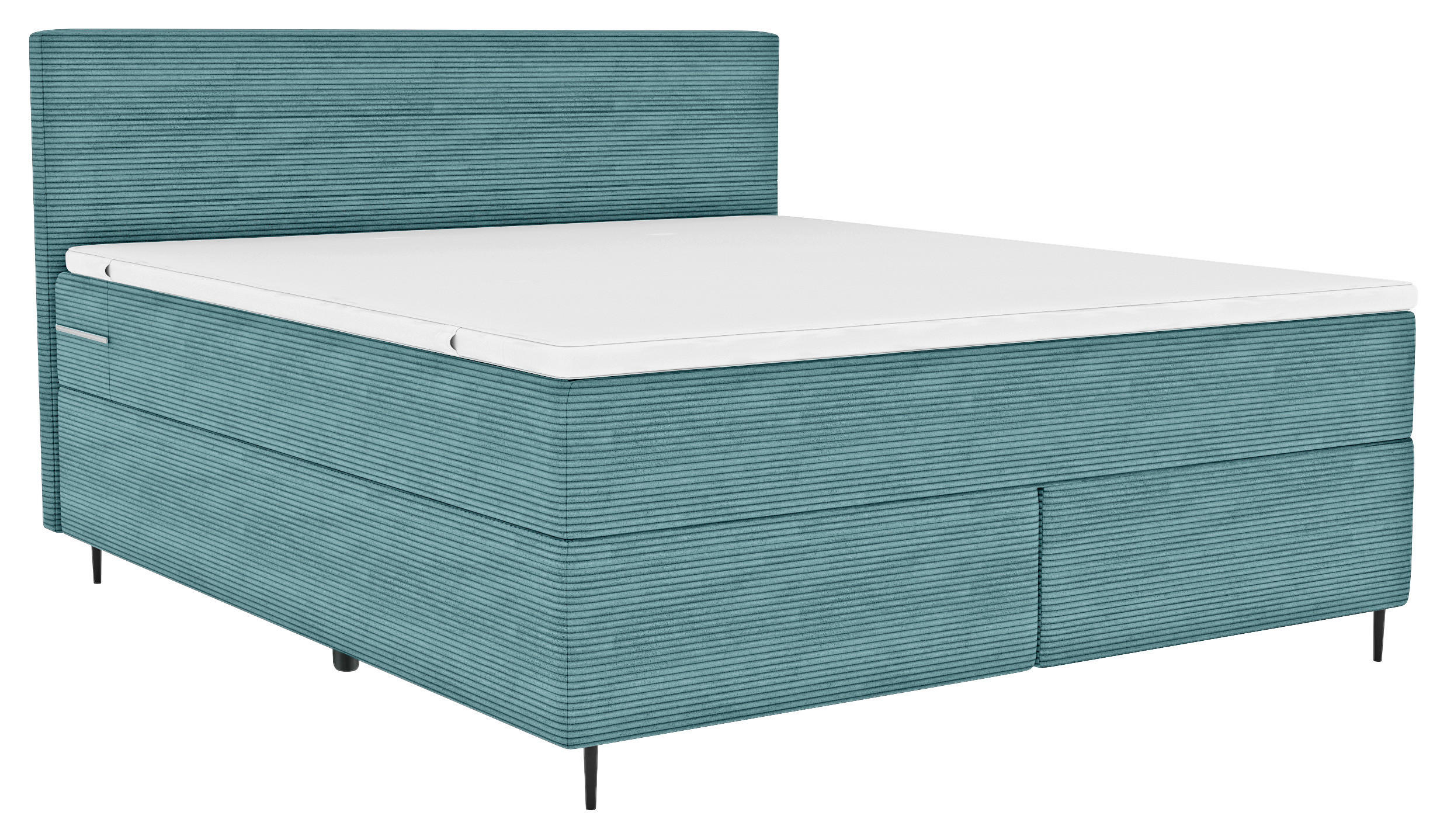 BOXSPRINGBETT 180/200 cm  in Türkis  - Türkis/Schwarz, KONVENTIONELL, Textil/Metall (180/200cm) - Boxxx
