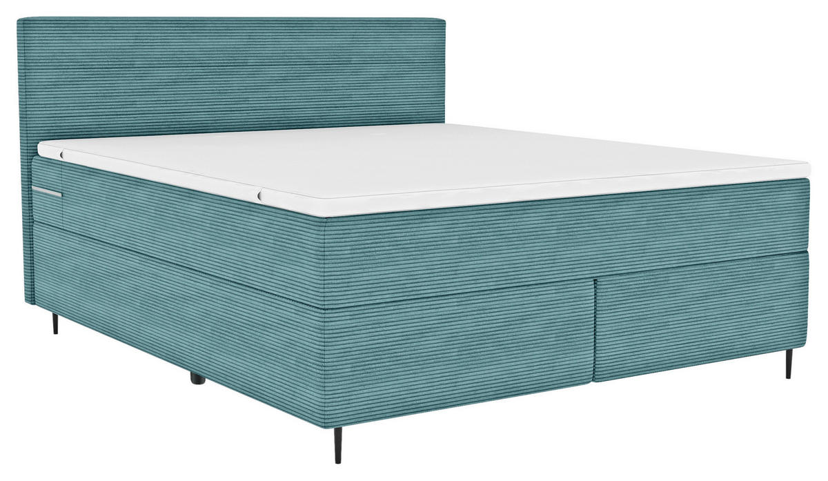 BOXSPRINGBETT 180/200 cm  in Türkis  - Türkis/Schwarz, Konventionell, Textil/Metall (180/200cm) - Carryhome