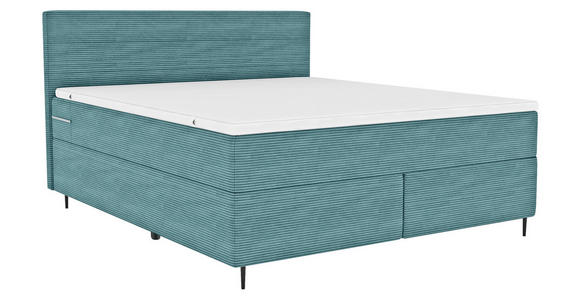 BOXSPRINGBETT 180/200 cm  in Türkis  - Türkis/Schwarz, KONVENTIONELL, Textil/Metall (180/200cm) - Carryhome