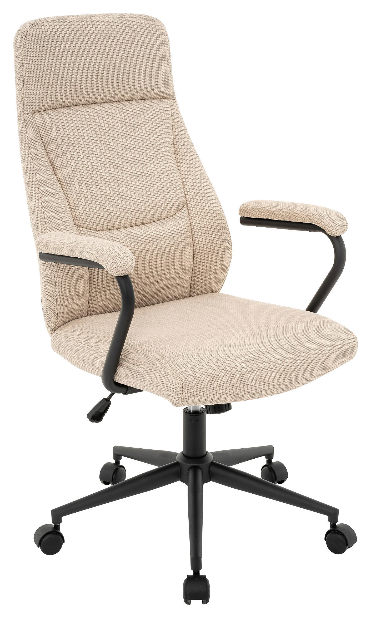 CHEFSESSEL Webstoff Creme, Schwarz  - Creme/Schwarz, MODERN, Kunststoff/Textil (60/106-114/65cm) - MID.YOU