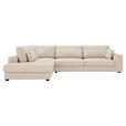 ECKSOFA in Cord Creme  - Creme/Schwarz, KONVENTIONELL, Kunststoff/Textil (250/314cm) - Carryhome