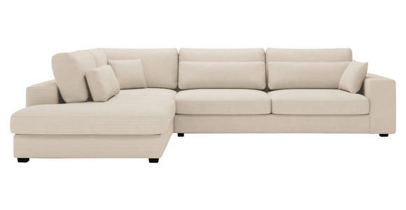 ECKSOFA in Cord Creme  - Creme/Schwarz, KONVENTIONELL, Kunststoff/Textil (250/314cm) - Carryhome