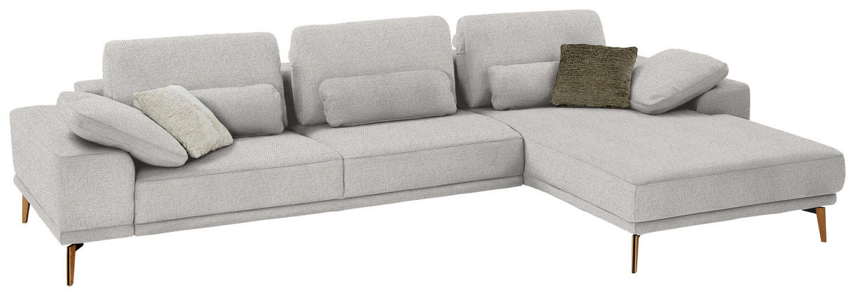 ECKSOFA in Flachgewebe Ecru  - Wildeiche/Ecru, Design, Holz/Textil (334/193cm) - Niels Andersson