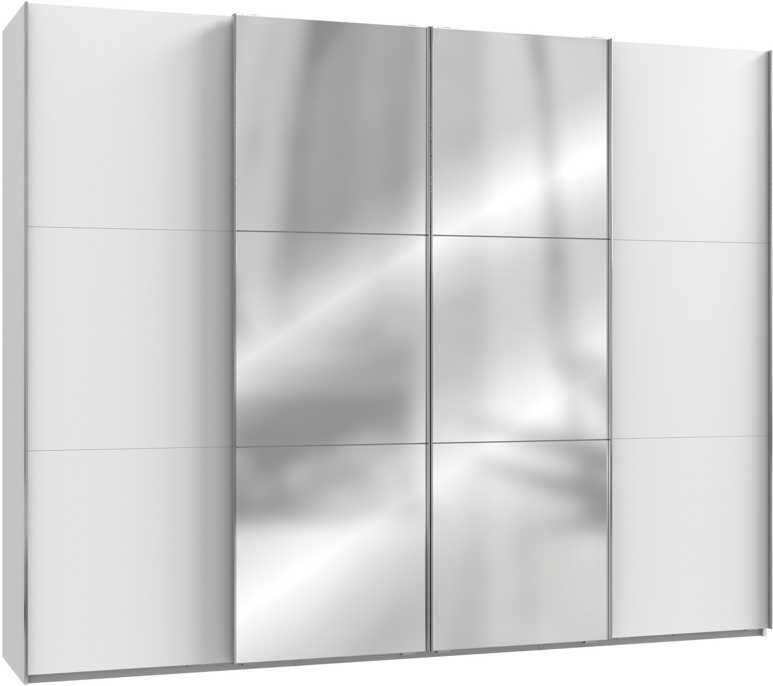 SCHWEBETÜRENSCHRANK 300/236/65 cm 4-türig Weiß  - Chromfarben/Weiß, MODERN, Holzwerkstoff/Metall (300/236/65cm) - MID.YOU