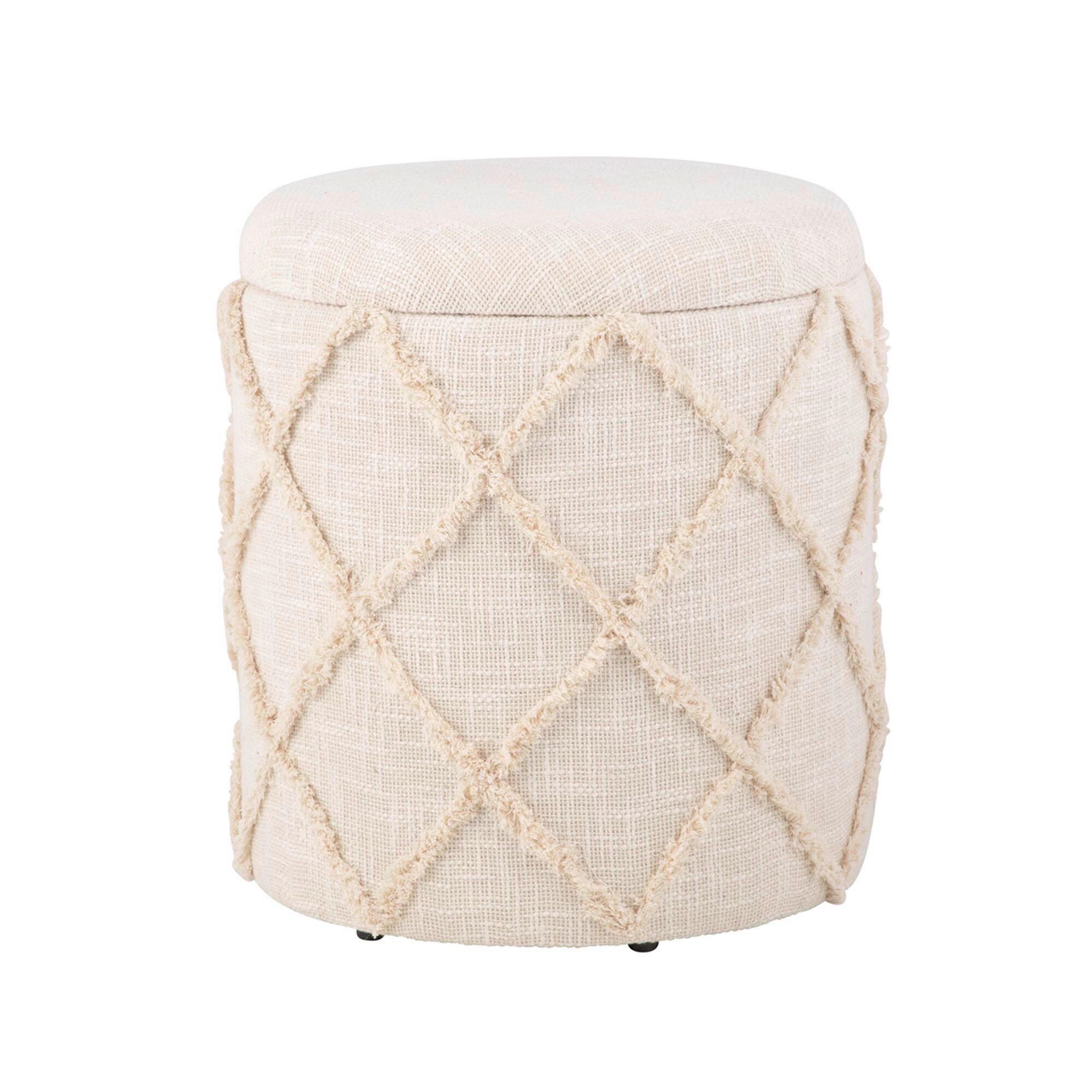 HOCKER in Textil Creme  - Creme, Basics, Textil (40/45/40cm) - Livetastic