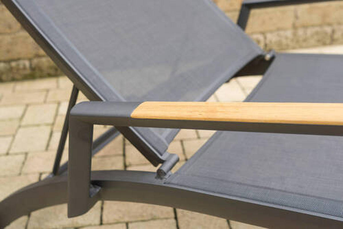 GARTENLIEGE 75/39/200 cm  - Anthrazit/Teakfarben, Modern, Holz/Textil (75/39/200cm) - Zebra 
