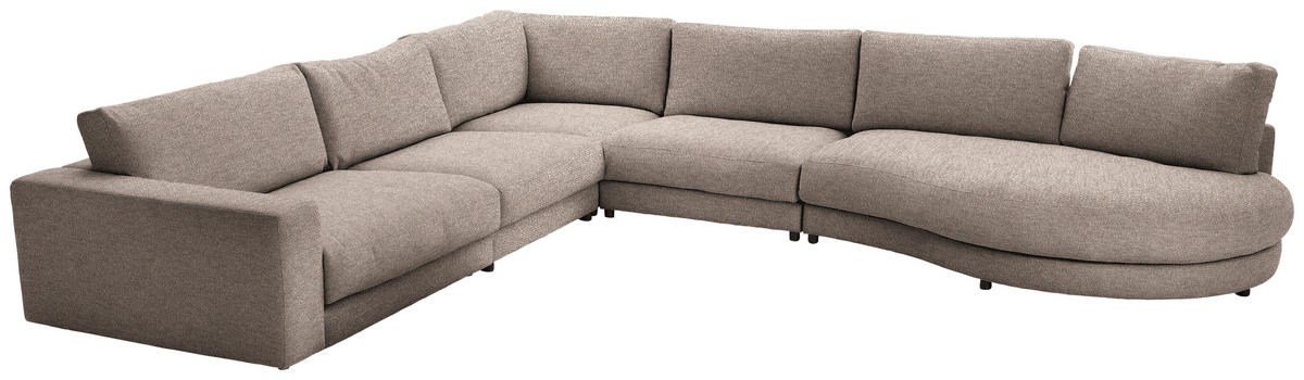 ECKSOFA in Flachgewebe Taupe  - Taupe/Schwarz, Design, Kunststoff/Textil (365/425cm) - Lomoco