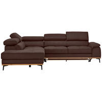 ECKSOFA Lederlook Mokka  - Schwarz/Mokka, Natur, Holz/Textil (226/282cm) - Novel