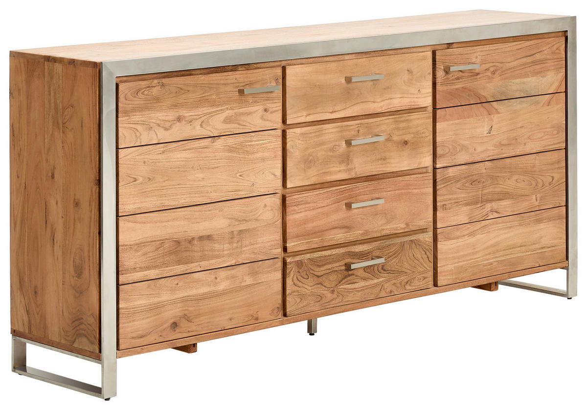SIDEBOARD  in 175/85/40 cm  - Silberfarben/Akaziefarben, KONVENTIONELL, Holz/Metall (175/85/40cm) - Livetastic