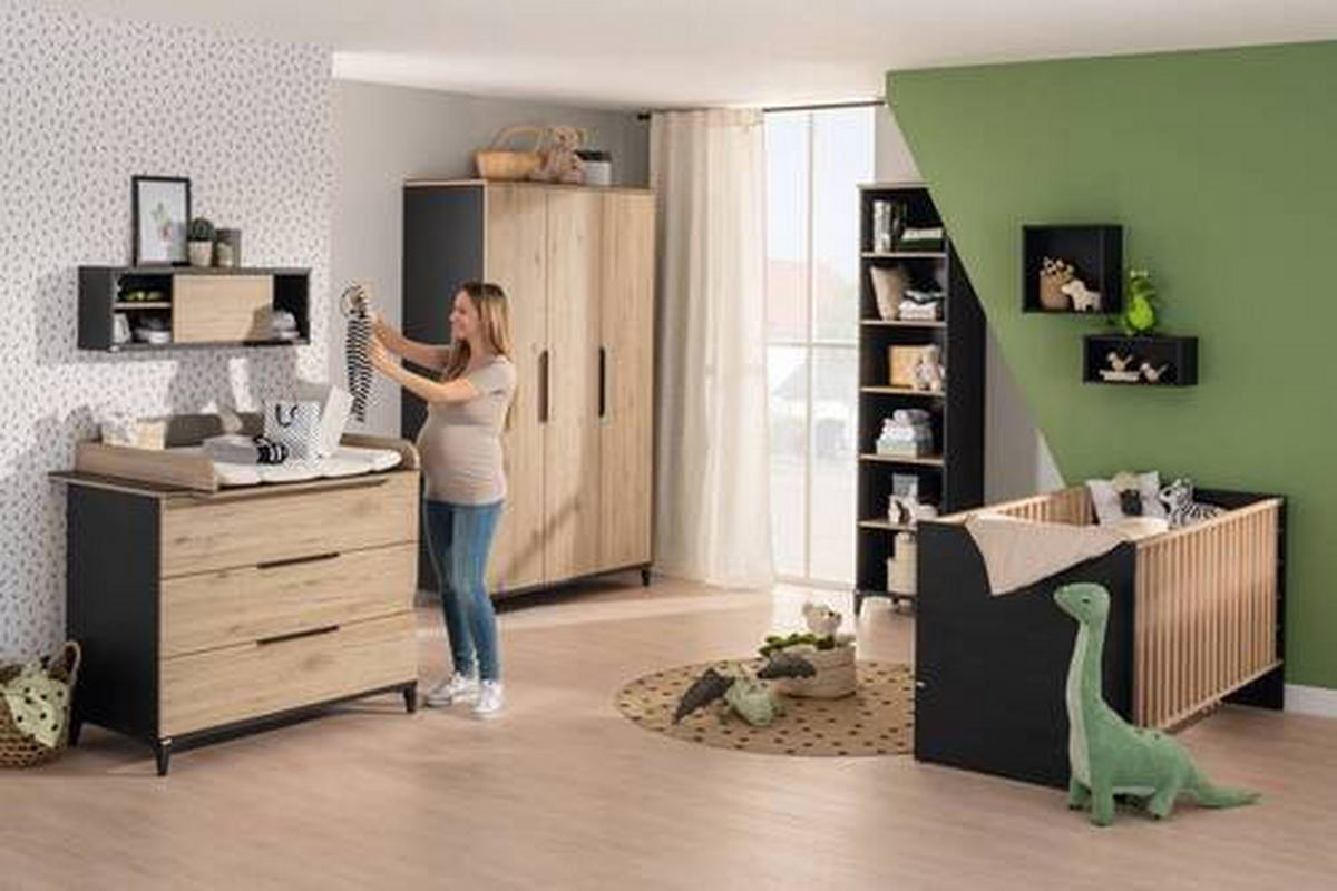 KOMODA ZA PREVIJANJE  Tomke  - boje hrasta/crna, Basics, drvni materijal (110,0/91,5/55,6cm) - Paidi