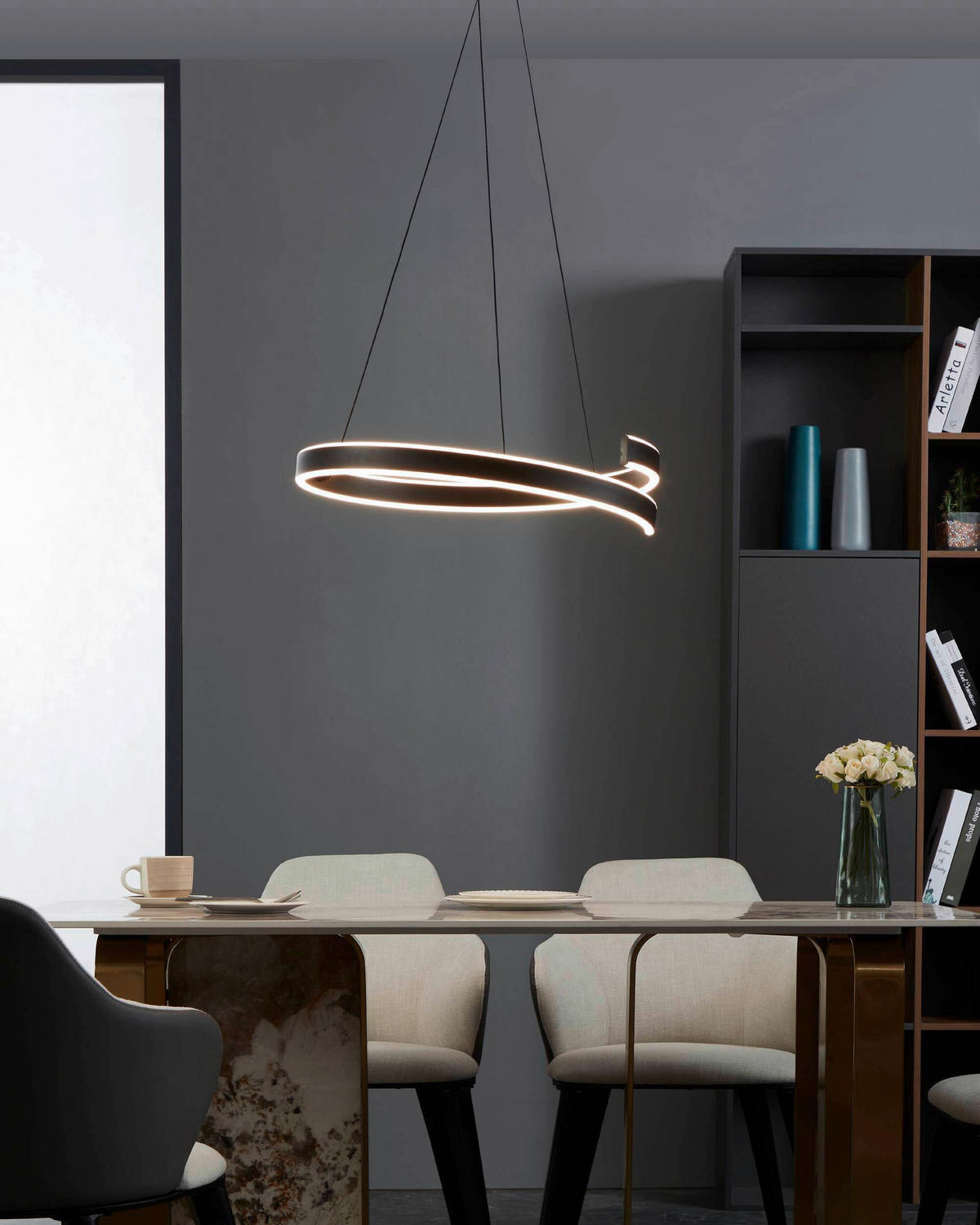 ZÁVESNÉ LED SVIETIDLO, 60/154 cm  - čierna/biela, Design, kov/plast (60/154cm) - Eglo