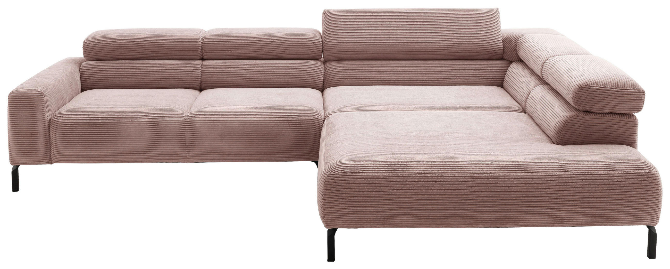 ECKSOFA inkl. Funktion Rosa Cord  - Schwarz/Rosa, MODERN, Textil/Metall (309/219cm) - Pure Home Lifestyle