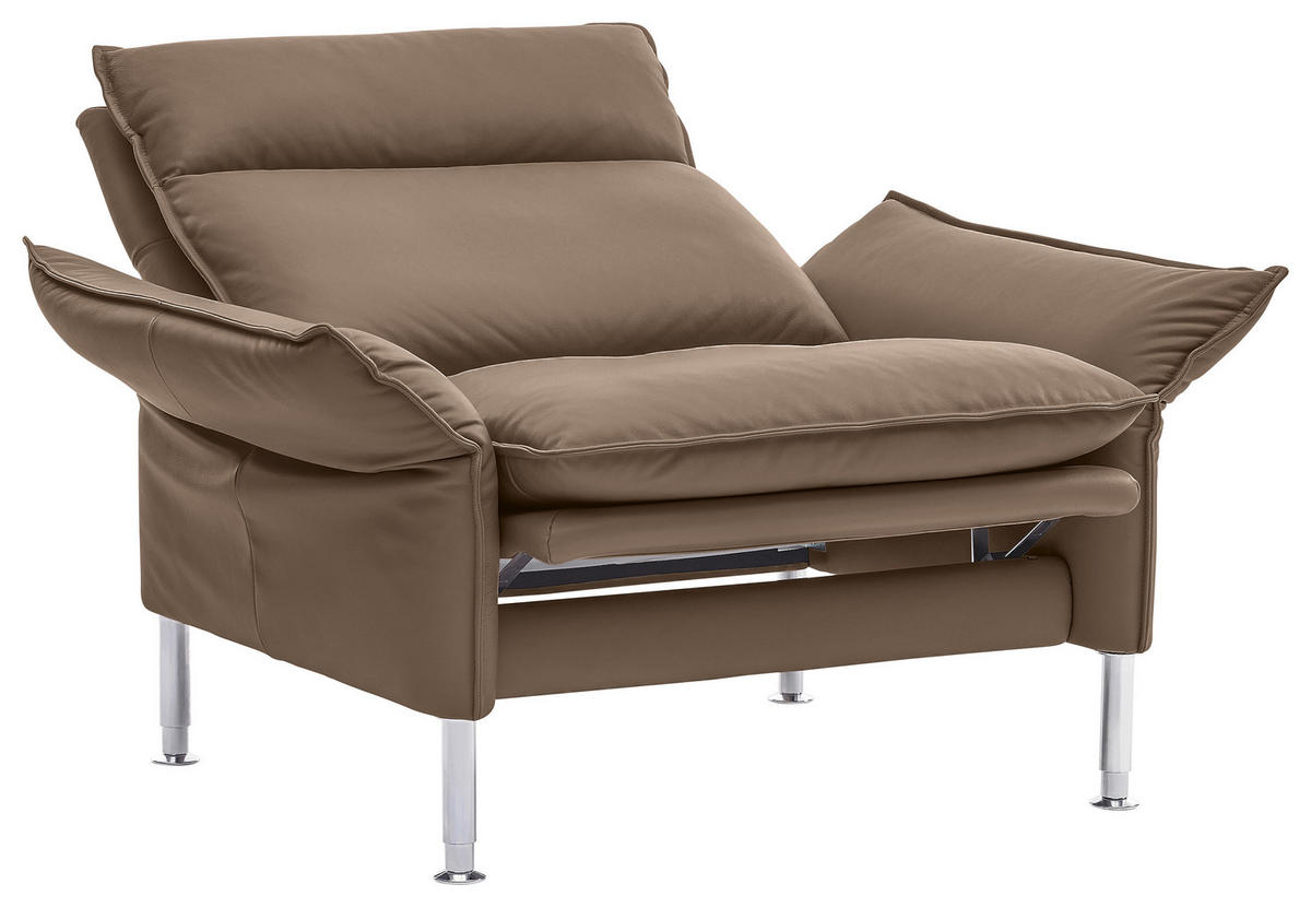 SESSEL Porto Echtleder Grau    - Chromfarben/Grau, KONVENTIONELL, Leder (88/93/88cm) - Erpo