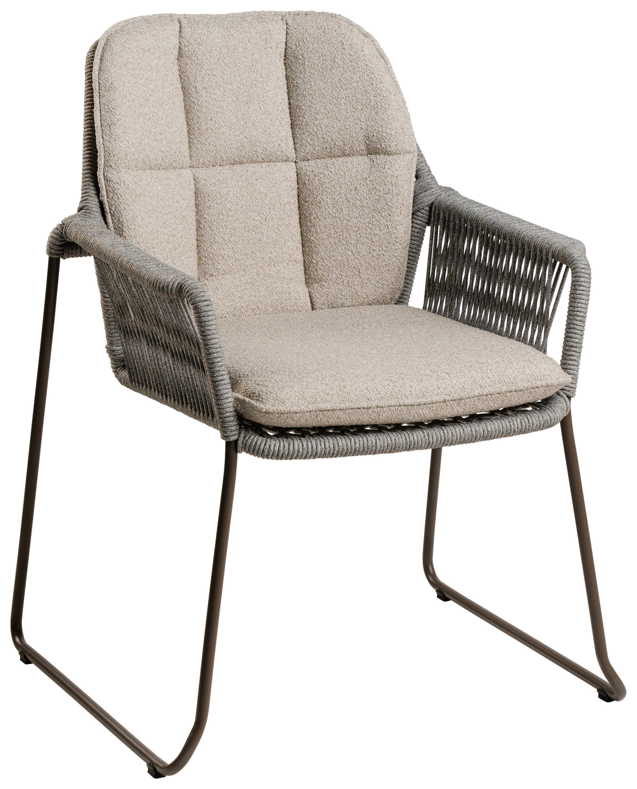 VRTNI SEDEŽ  nerjaveče jeklo bela, barve šampanjca  - barve šampanjca/bela, Basics, kovina/tekstil (66/87/64,5cm) - Tierra Outdoor