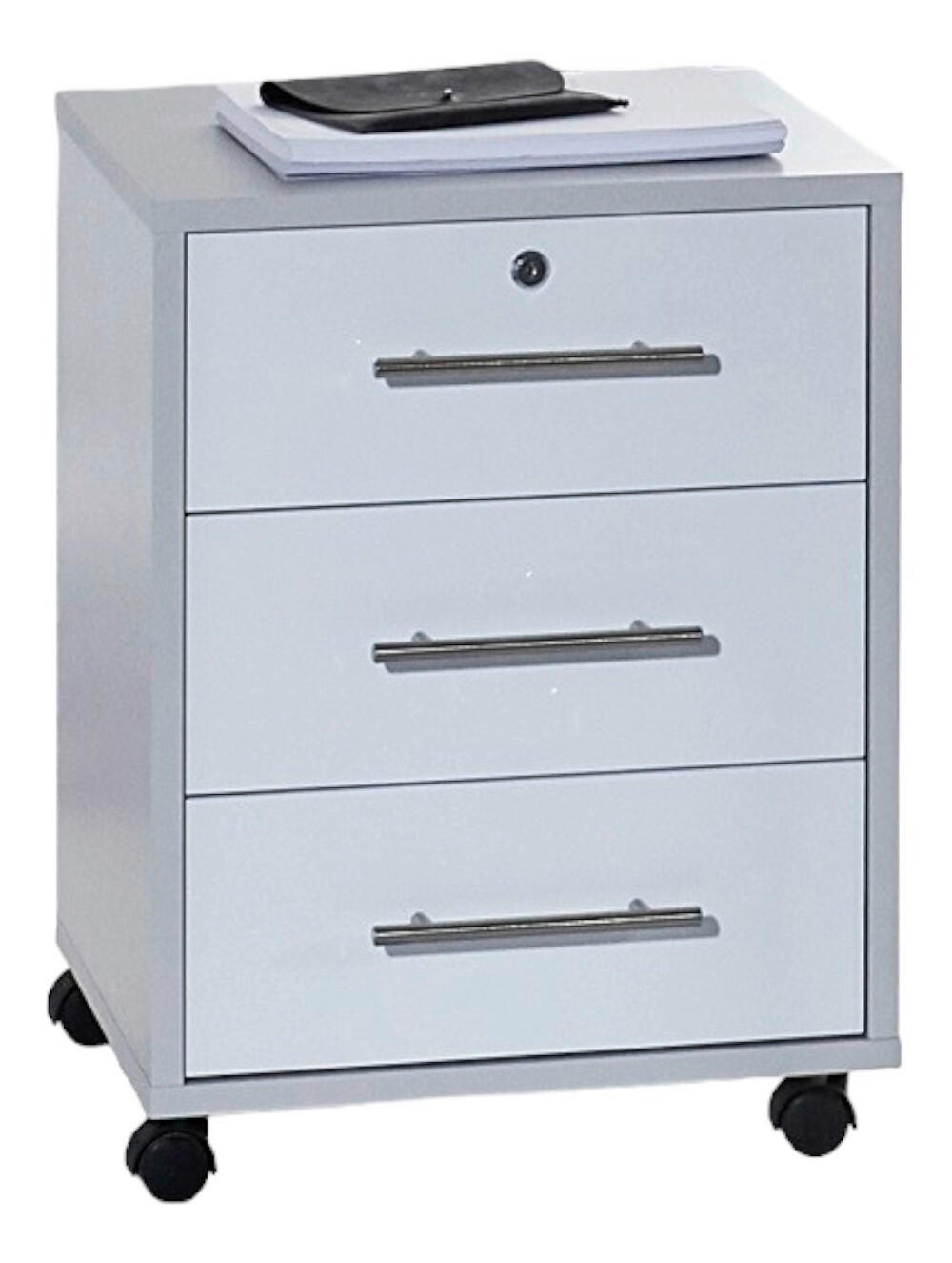 ROLLCONTAINER Grau, Weiß Hochglanz  - Edelstahlfarben/Weiß Hochglanz, MODERN, Holzwerkstoff/Kunststoff (44/58/40cm) - MID.YOU