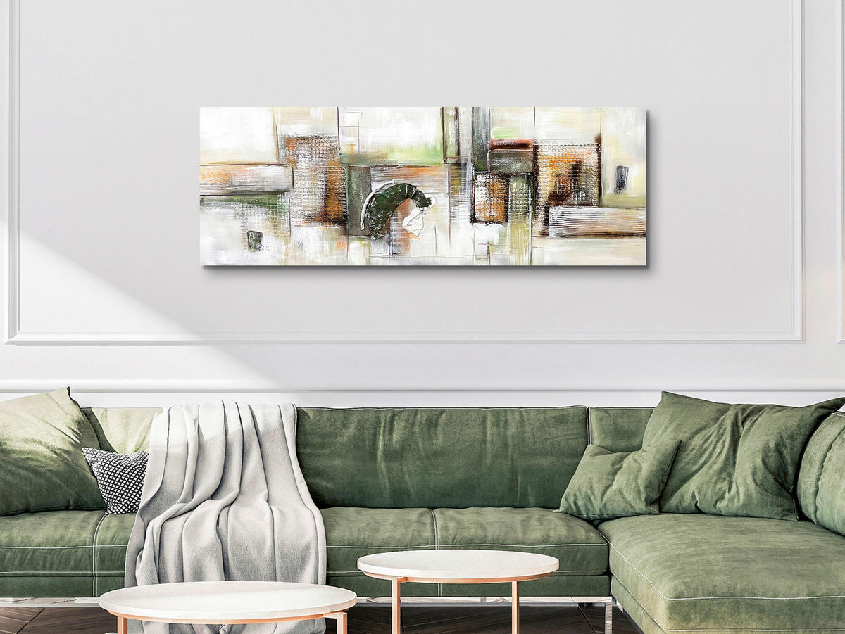 ÖLGEMÄLDE Abstraktes 150/55 cm  - Orange/Weiß, Design, Holzwerkstoff/Textil (150/55cm) - Monee