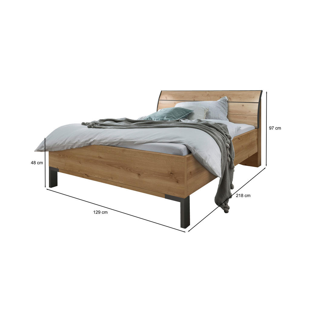 Thumbnail - Dieter Knoll Bett, Eiche Bianco, Metall, 120x200 cm, ISO 9001, Goldenes M, Made in Germany, in verschiedenen Größen erhä...