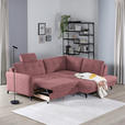 ECKSOFA in Flachgewebe, Leinenoptik Rosa  - Schwarz/Rosa, Design, Textil/Metall (247/208cm) - Xora