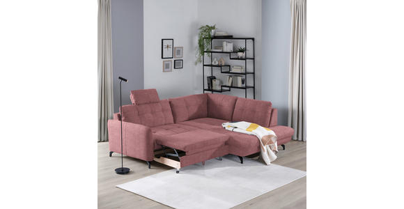 ECKSOFA in Flachgewebe, Leinenoptik Rosa  - Schwarz/Rosa, Design, Textil/Metall (247/208cm) - Xora