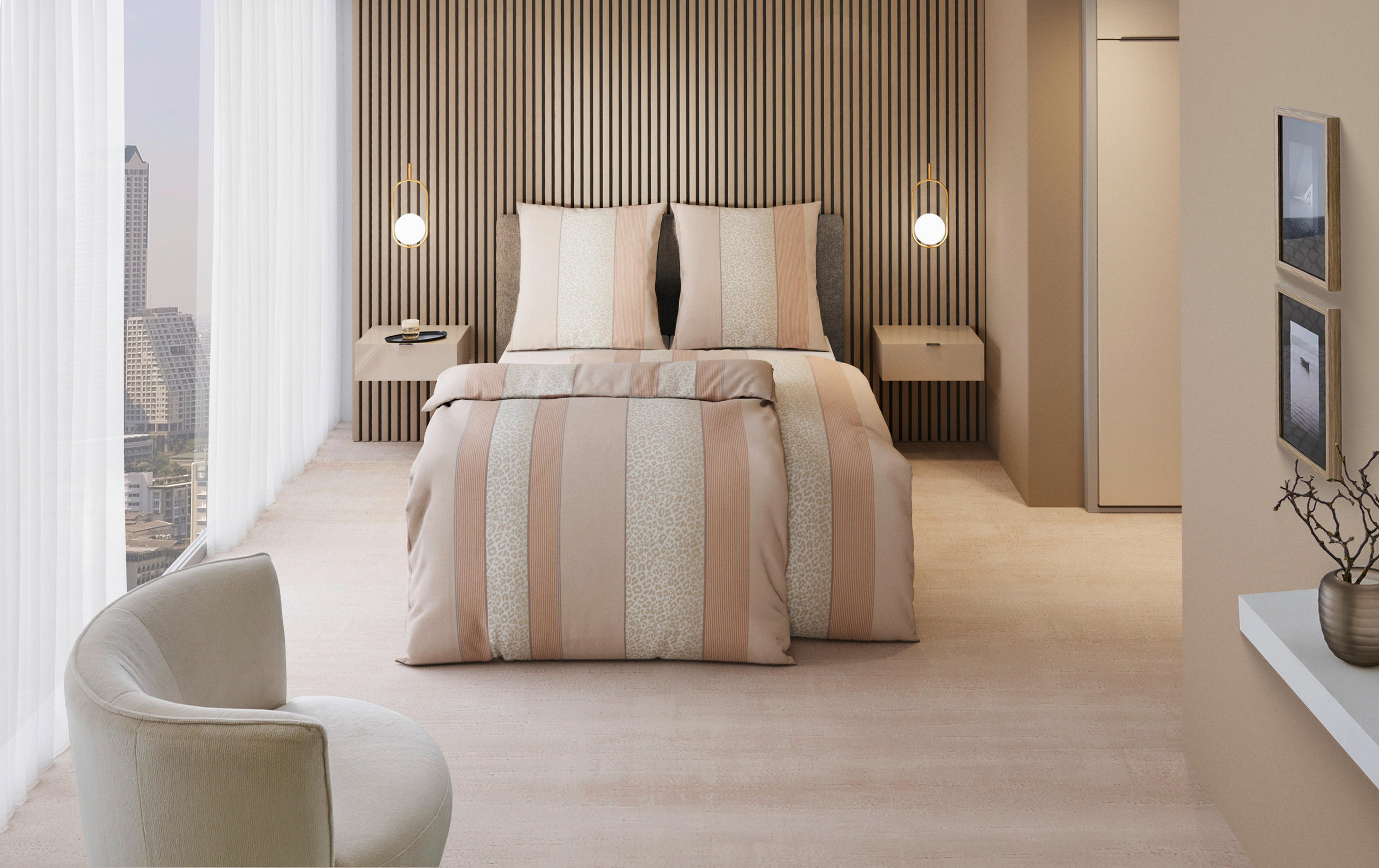 BETTWÄSCHESET Satin 160/210 cm  50 cm/70 cm  - Beige, Textil (160/210cm) - Dieter Knoll